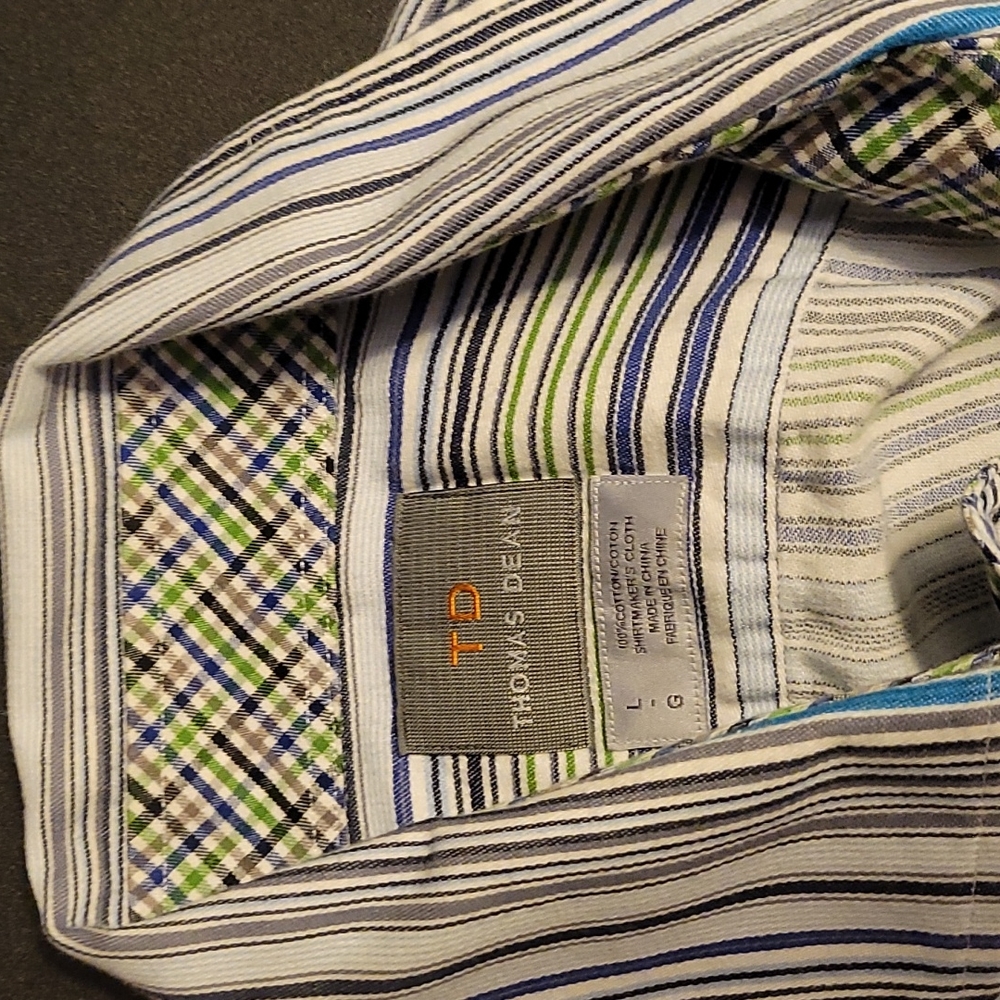 Thomas Dean cotton dress shirt size L
